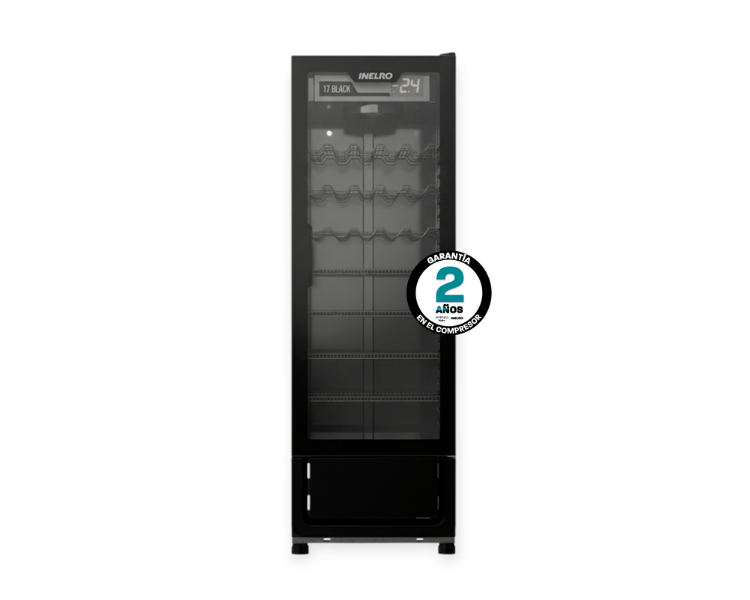 HELADERA EXHIBIDORA VERTICAL INELRO 428 LTS  MT 17 BLACK BIVOLT