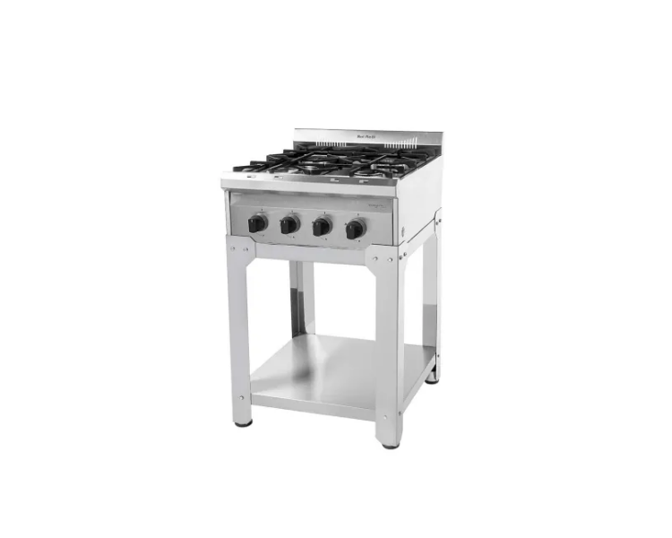 ANAFE DE ACERO 4 HORNALLAS SOL REAL CON REJAS DE FUNDICION 55CM
