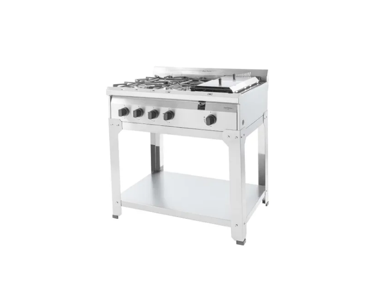 ANAFE ACERO 4 HORNALLA CON PLANCHA 86 CM