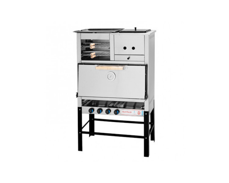 HORNO SOL REAL 8 PIZZAS ACERO CON CARLITERO DOBLE Y PLANCHA SIMPLE