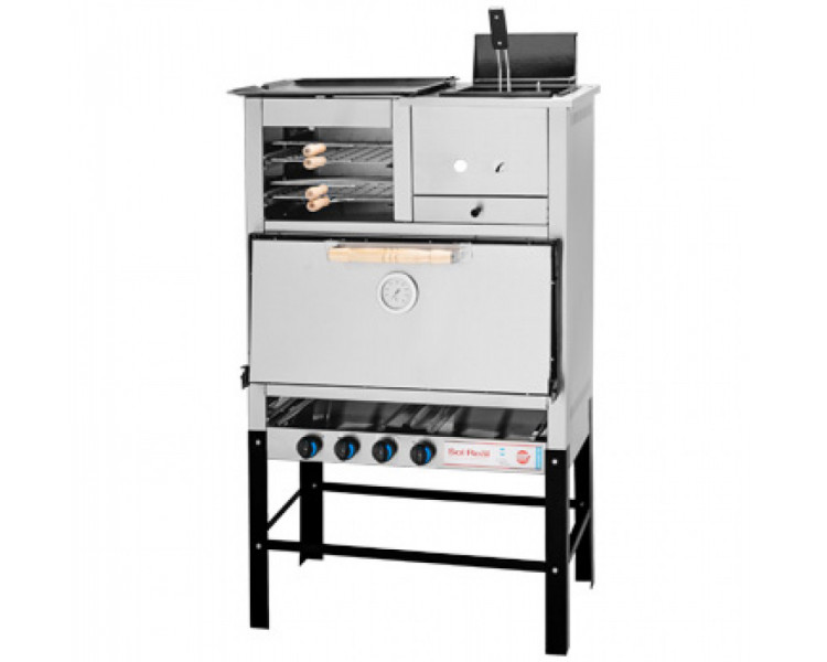 HORNO SOL REAL 8 PIZZAS ACERO CON CARLITERO Y FREIDORA